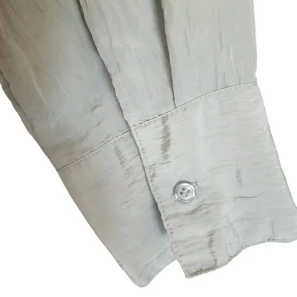 House Of Harlow 1960 Button Down Top Sage Green Collared Long Sleeve Size Large - Picture 7 of 8